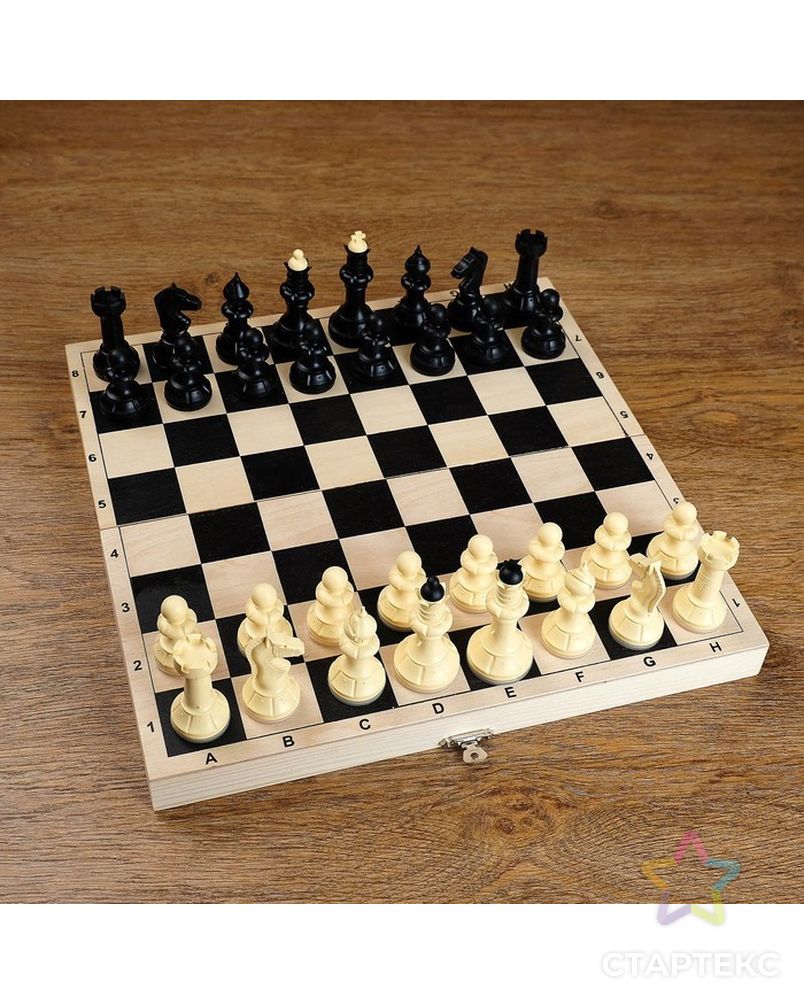 Шахматы (доска дерево 30х30 см, фигуры пластик, король h=6,5 см) арт. СМЛ-112270-1-СМЛ0004376558 1