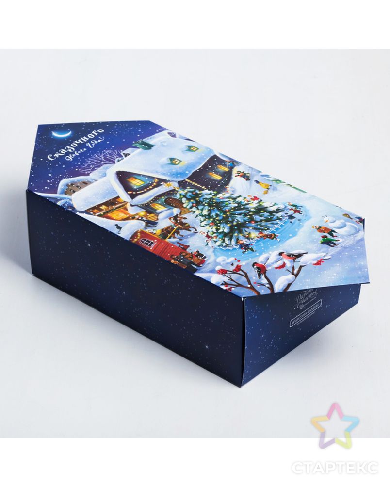 Сборная коробка‒конфета «Новогодняя деревушка», 18 × 28 × 10 см арт. СМЛ-98412-1-СМЛ0004381634 1