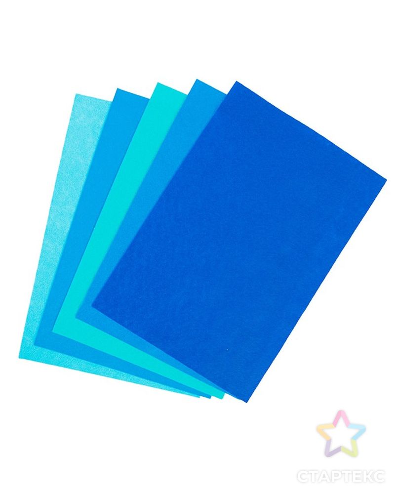 Фетр цветной, набор A4, 2 мм, deVENTE, 5 листов х 5 цветов, «Оттенки синего» арт. СМЛ-205414-1-СМЛ0004382390 2