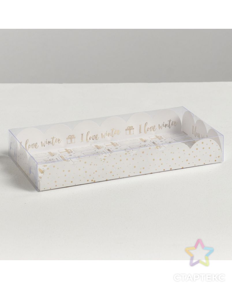 Коробка для кондитерских изделий с PVC крышкой «Снег», 10.5 × 21 × 3 см арт. СМЛ-70590-1-СМЛ0004386246 1