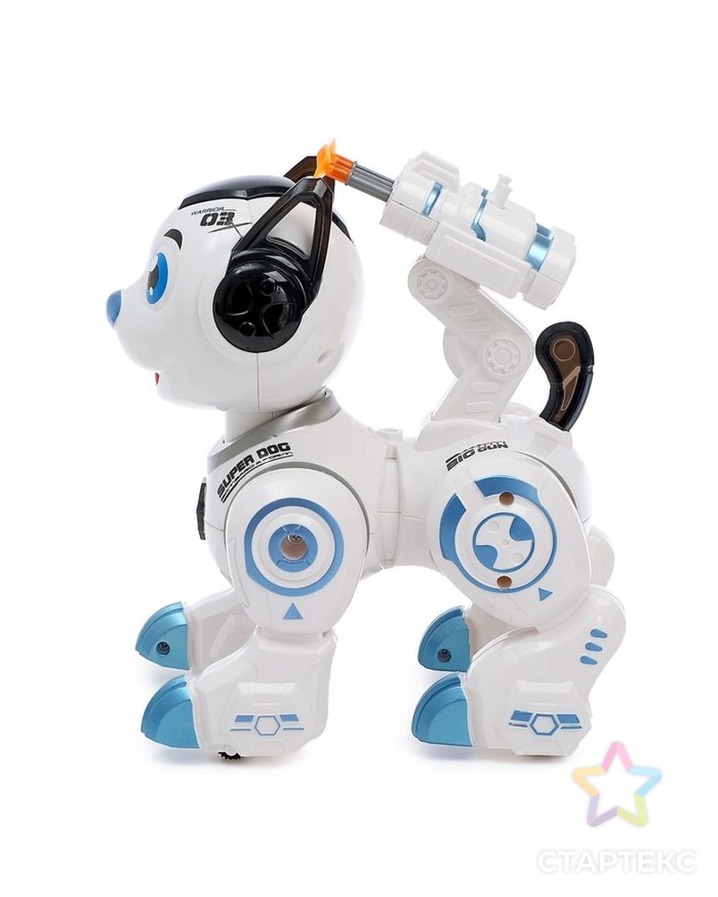 Робот-собака «Рокки», стреляет, световые эффекты, работает от батареек, цвет синий арт. СМЛ-99215-1-СМЛ0004388179 2