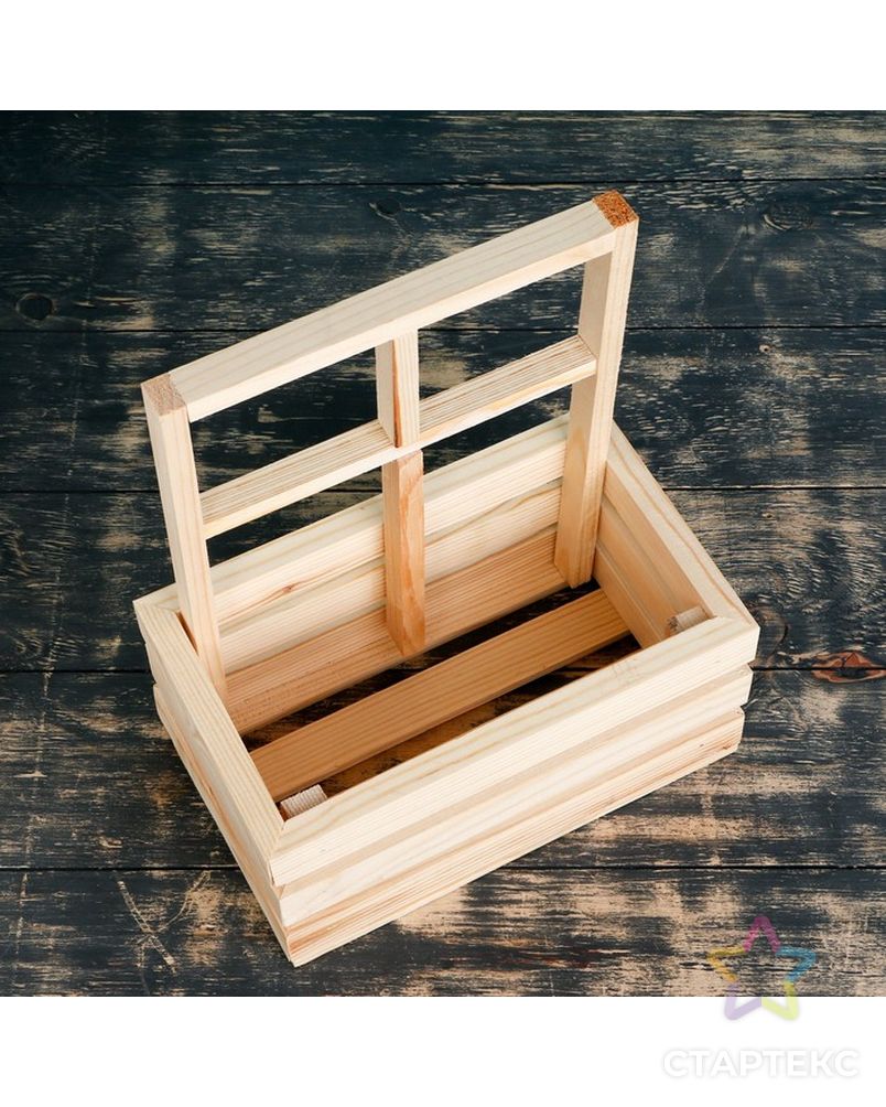 Кашпо деревянное 25×18×30 см "Букет под окном", с ручкой, натуральный арт. СМЛ-142502-1-СМЛ0004388430 3