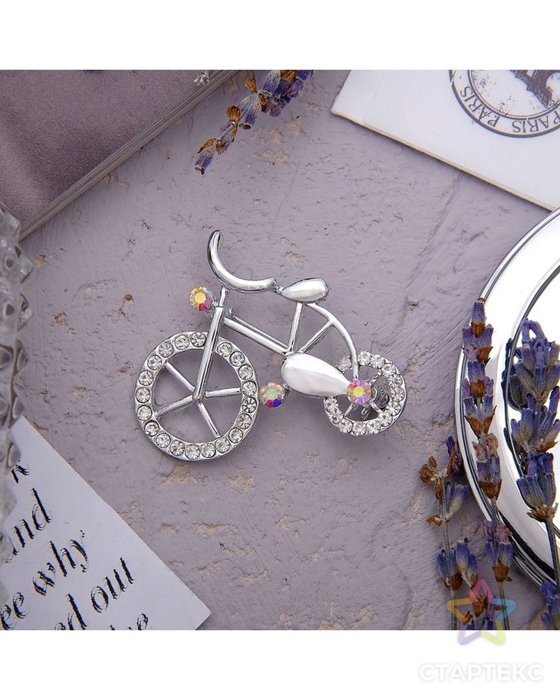 Брошь "Велосипед", цвет радужный в серебре арт. СМЛ-19511-1-СМЛ0439526 1