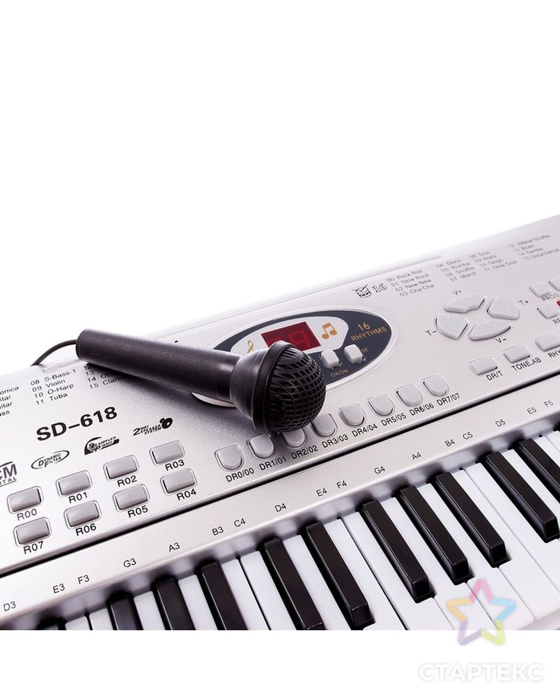 Синтезатор «Музыкальный мир», 61 клавиша, с микрофоном и адаптером арт. СМЛ-118160-1-СМЛ0004403806 2