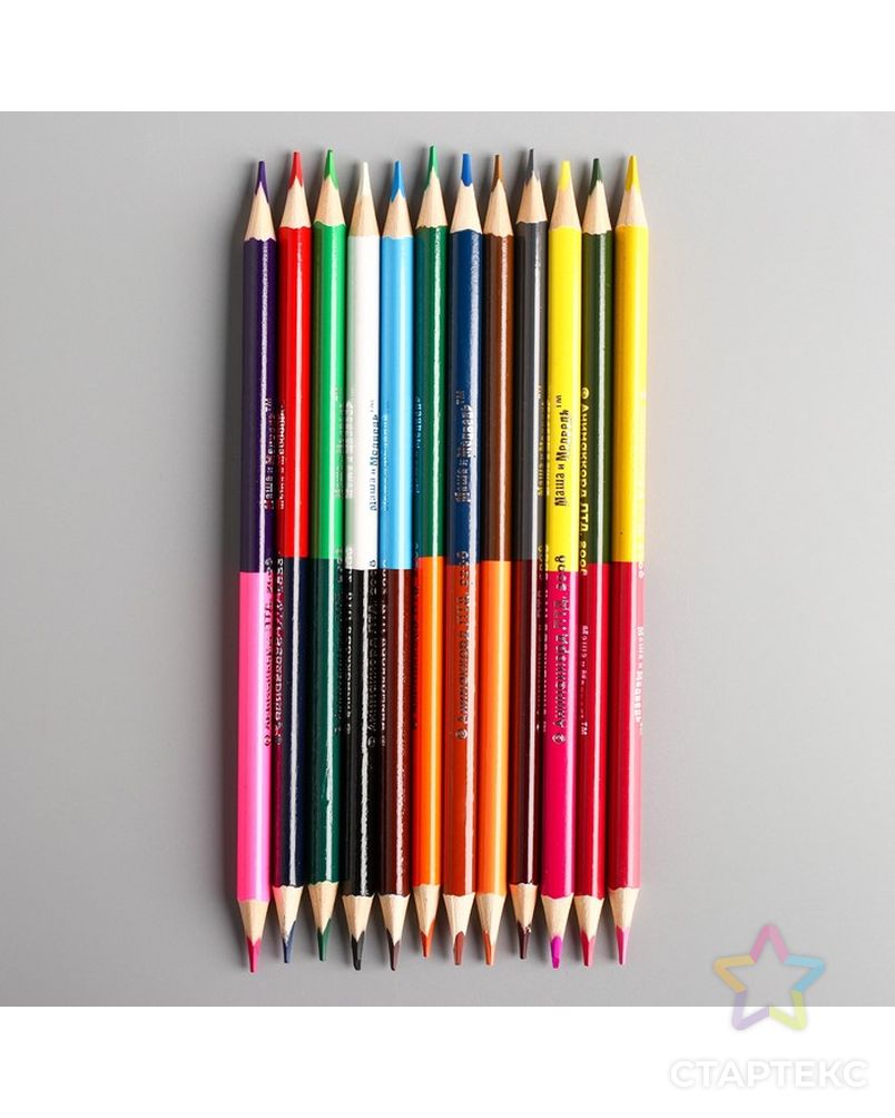 Двухсторонние цветные карандаши 24 цвета, Маша и Медведь, 12 шт. арт. СМЛ-175298-1-СМЛ0004403854 4