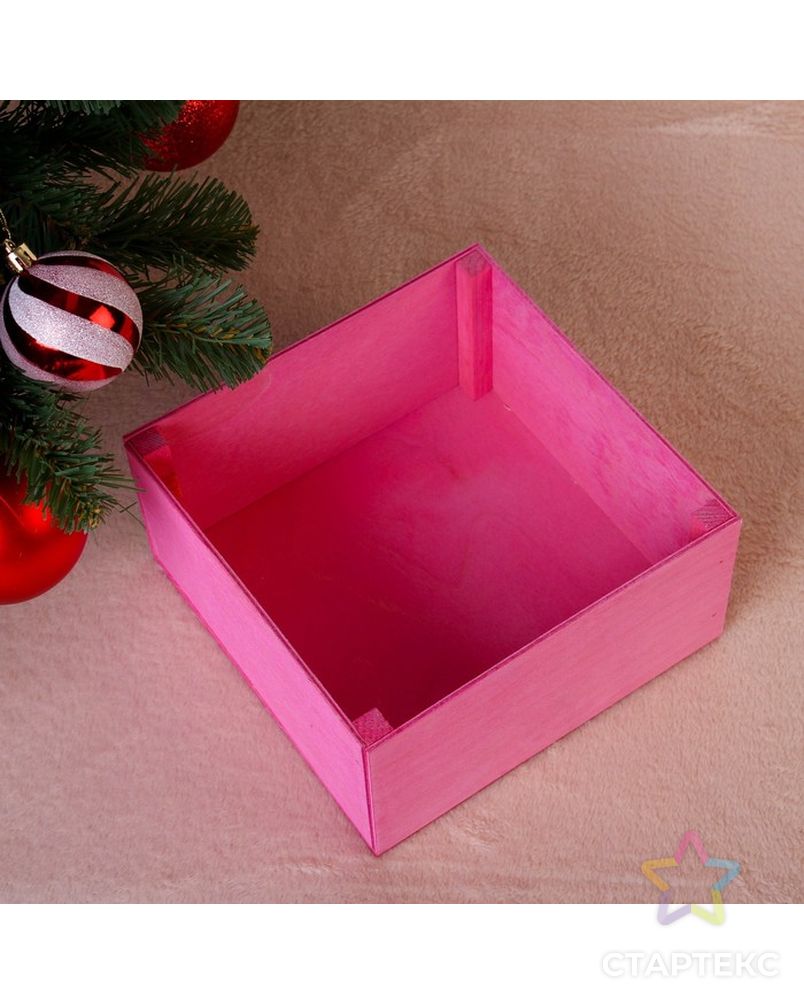 Коробка подарочная "C Новым Годом", розовая, 20×20×10 см арт. СМЛ-121155-1-СМЛ0004406468 3