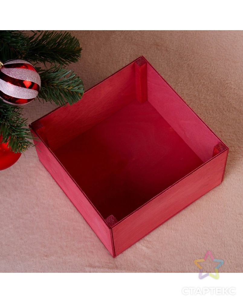 Коробка подарочная "Merry Christmas, c оленями", бордовая, 20×20×10 см арт. СМЛ-121145-1-СМЛ0004406469 3