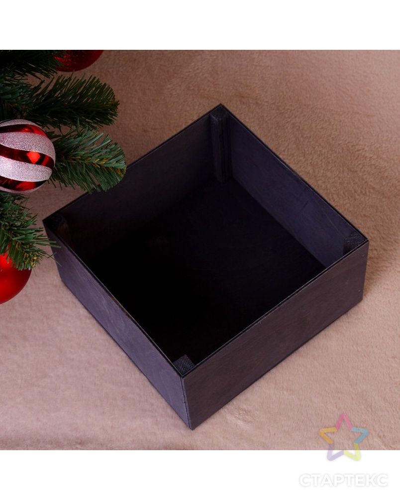 Коробка подарочная "Merry Christmas, c ёлкой", серая, 20×20×10 см арт. СМЛ-121146-1-СМЛ0004406471 3
