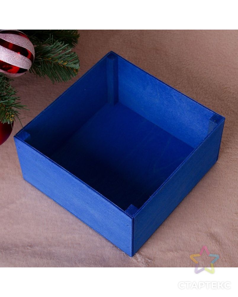 Коробка подарочная "С Новым Годом, со снежинками", синяя, 20×20×10 см арт. СМЛ-121147-1-СМЛ0004406474 3
