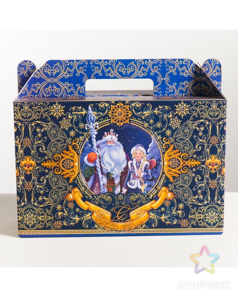 Складная коробка «Дед Мороз и Снегурочка», 30 × 25 × 10 см, вместимость - 1500 гр. арт. СМЛ-98405-1-СМЛ0004411010 3