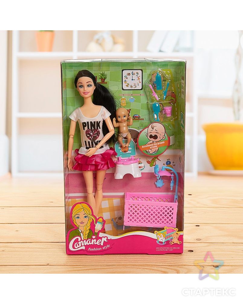 Кукла модель шарнирная «Молодая мама» с ребёнком, с аксессуарами, МИКС арт. СМЛ-71991-1-СМЛ0004411825 1