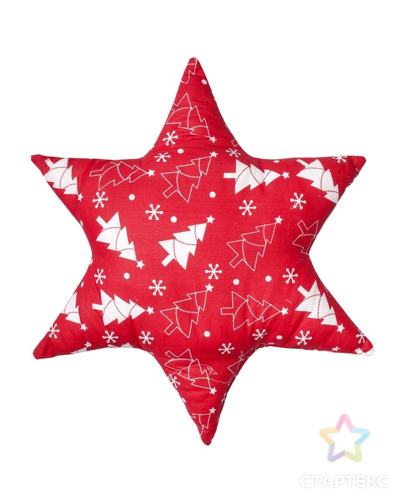 Подушка декоративная звезда «Ёлочки», цвет красный, 50х50 см арт. СМЛ-37707-1-СМЛ0004413208 4