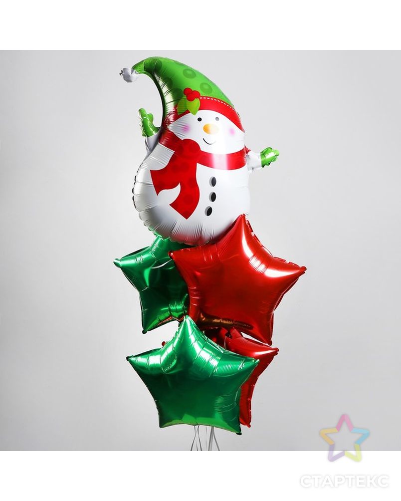 Букет из шаров "Снеговик и звезды", фольга, набор из 5 шт арт. СМЛ-118170-1-СМЛ0004418781 1