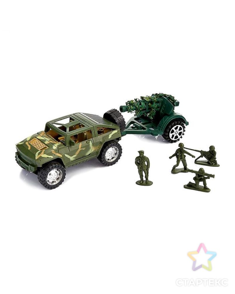 Машина инерционная «Военный джип» с пушкой и солдатом арт. СМЛ-72291-1-СМЛ0004424307 1