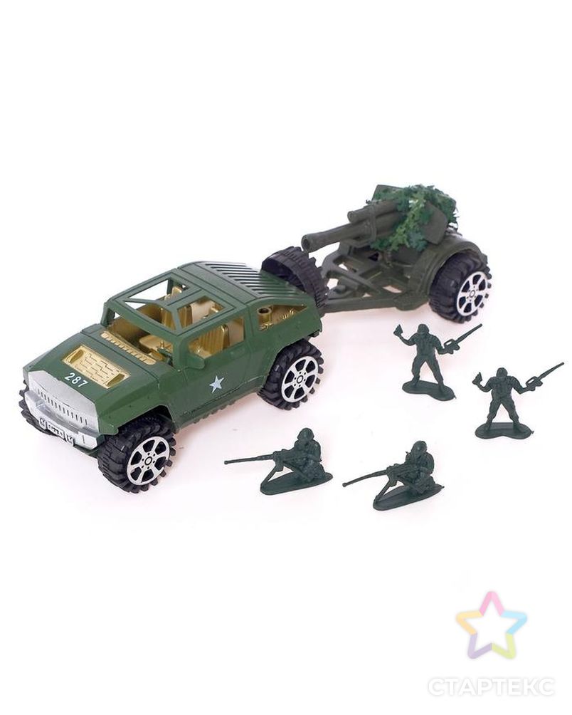 Машина инерционная «Военный джип» с пушкой и солдатом арт. СМЛ-72291-1-СМЛ0004424307 5
