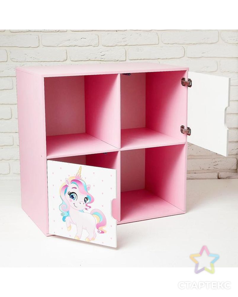Стеллаж с дверцами «Пони», 60 × 60 см, цвет розовый арт. СМЛ-154902-1-СМЛ0004428327 2