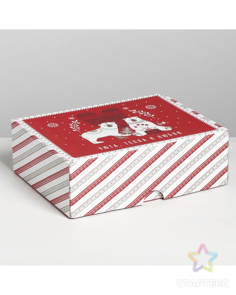 Складная коробка «Новогодняя», 22 × 15 × 10 см арт. СМЛ-98448-2-СМЛ0004429440 1