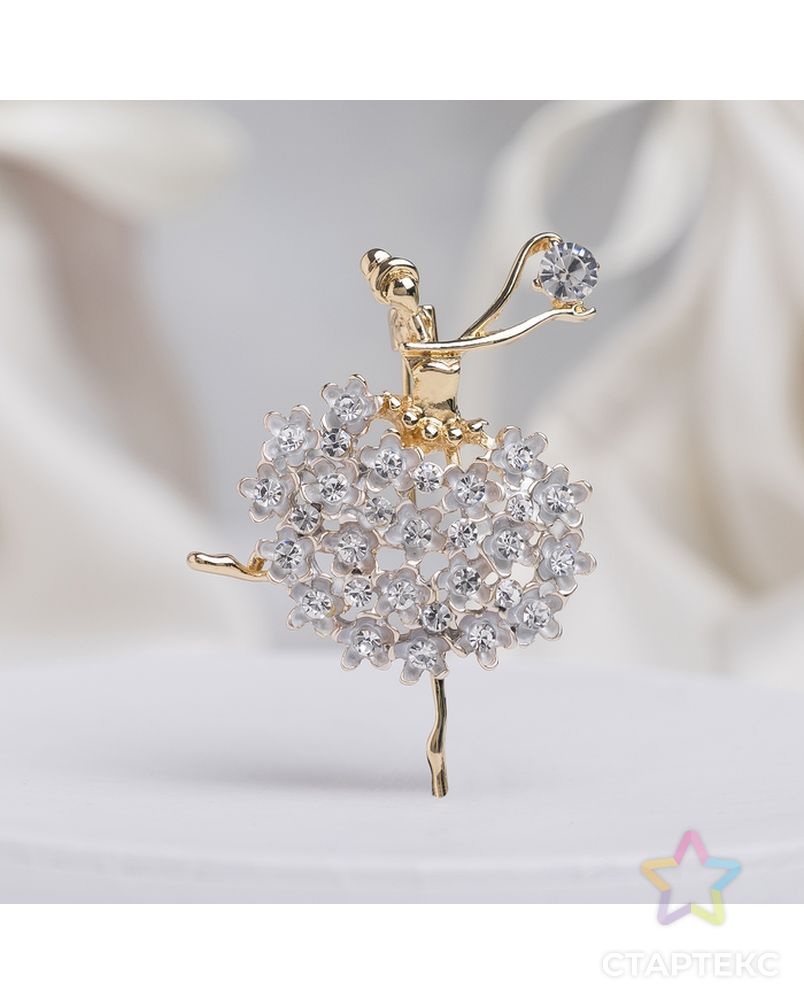 Брошь "Балерина" женственность, цвет белый в золоте арт. СМЛ-185659-1-СМЛ0004434525 1