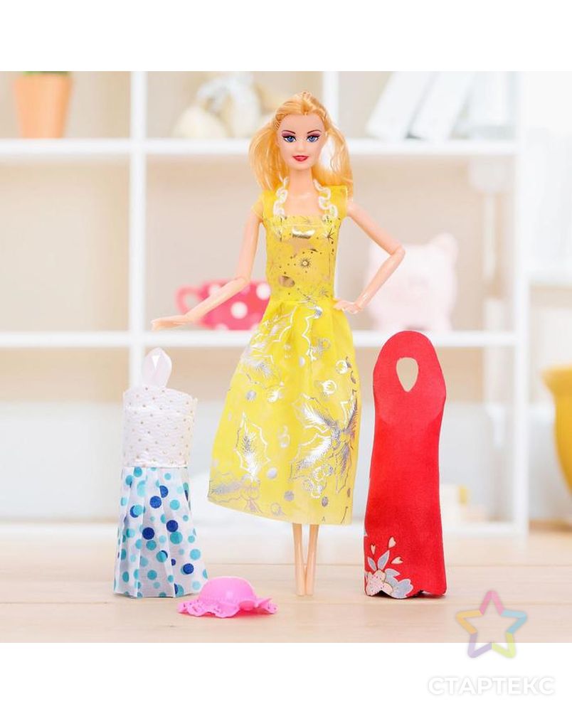 Кукла модель шарнирная «Оля» с набором платьев, с аксессуаром, МИКС арт. СМЛ-73353-1-СМЛ0004438590 2