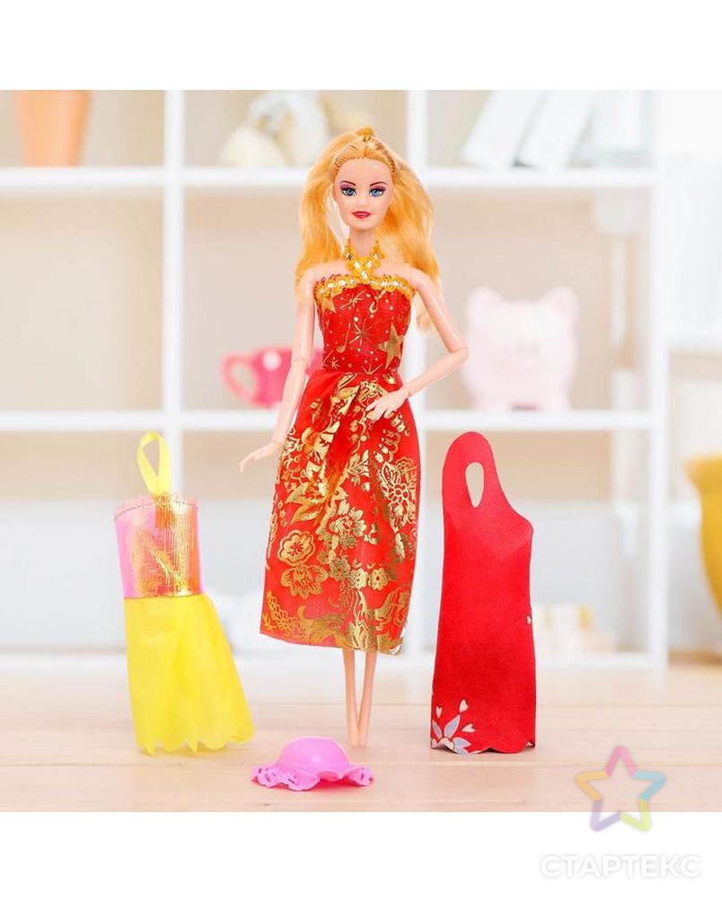 Кукла модель шарнирная «Оля» с набором платьев, с аксессуаром, МИКС арт. СМЛ-73353-1-СМЛ0004438590 3