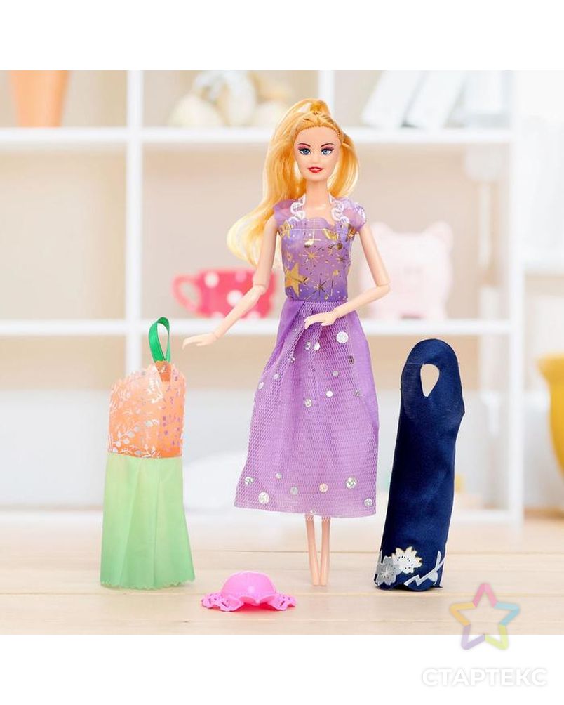 Кукла модель шарнирная «Оля» с набором платьев, с аксессуаром, МИКС арт. СМЛ-73353-1-СМЛ0004438590 7