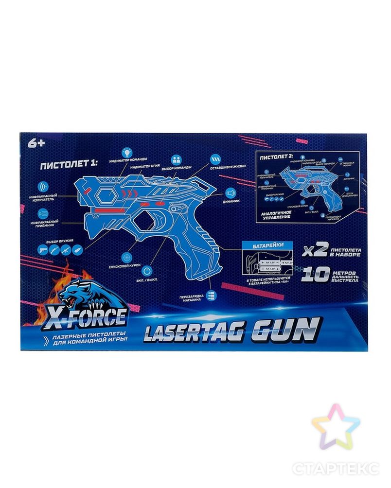 Лазертаг LASERTAG GUN с безопасными инфракрасными лучами, для двух игроков арт. СМЛ-74113-1-СМЛ0004439700 4
