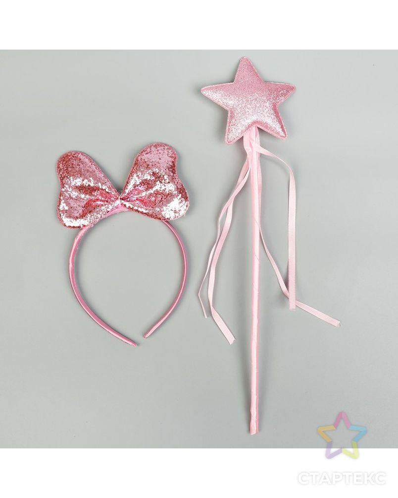 Карнавальный набор «Девочка», 2 предмета: жезл, ободок, цвет розовый арт. СМЛ-73999-1-СМЛ0004440621 1