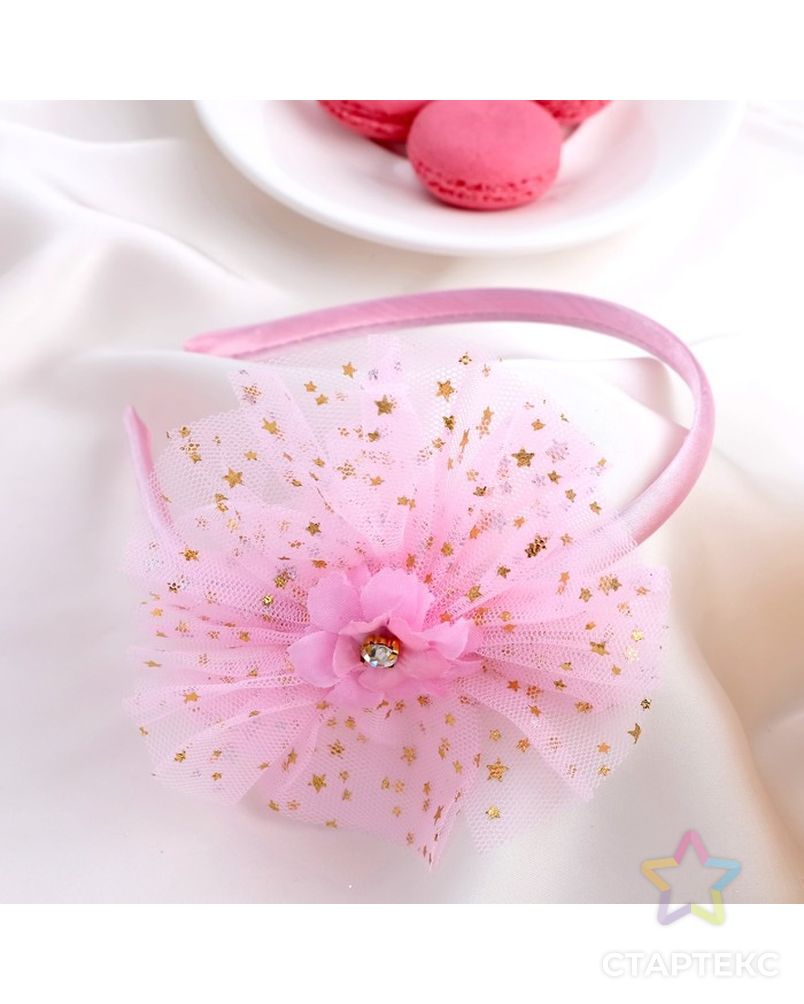 Ободок для волос "Малышка" 1 см звёзды, цветок, розовый арт. СМЛ-37883-1-СМЛ0004447105
