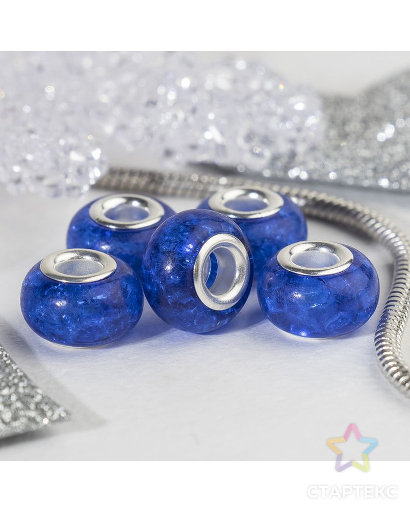 Бусина "Сахарный кварц", цв.голубой в серебре арт. СМЛ-29149-4-СМЛ0004448145 1