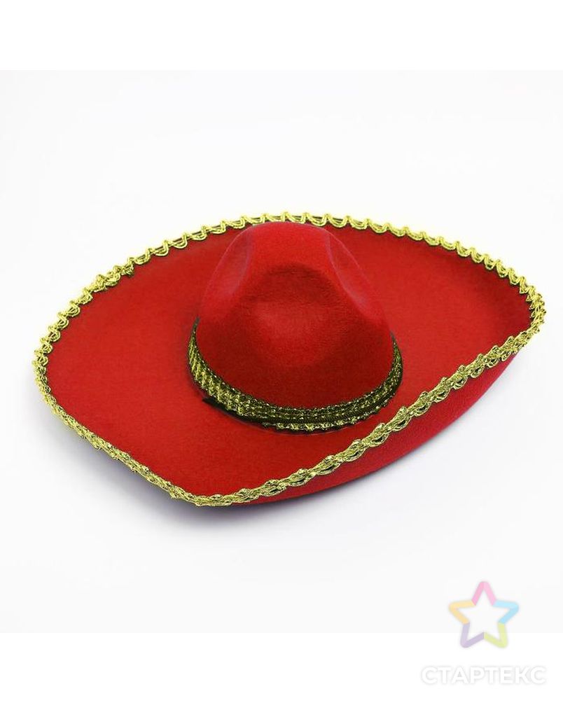 Карнавальная шляпа «Сомбреро», цвет красный арт. СМЛ-71830-1-СМЛ0004449317 2