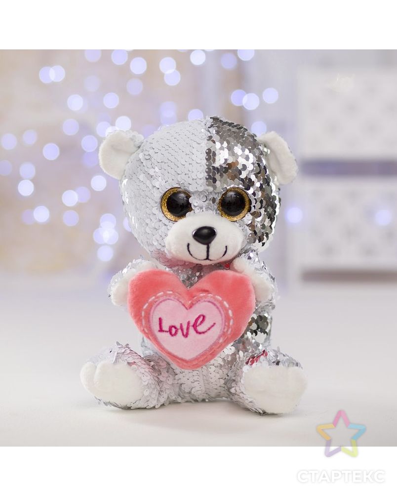 Мягкая игрушка «Медведь с сердцем», пайетки арт. СМЛ-71620-1-СМЛ0004462325 1