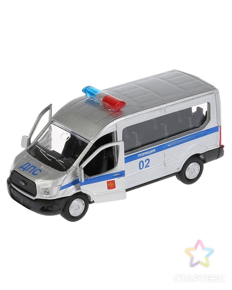 Машина «Полиция Ford Transit», 12 см, инерционная, открывающиеся двери, металлическая арт. СМЛ-68618-1-СМЛ0004467929 2