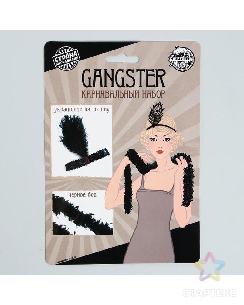 Карнавальный набор "Gangster party" повязка, боа арт. СМЛ-106643-1-СМЛ0004470386 3