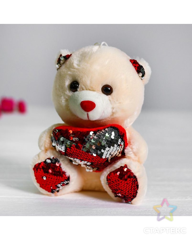 Мягкая игрушка «Медведь с сердцем», пайетки, цвет красно-серебряный арт. СМЛ-72574-1-СМЛ0004471228 1