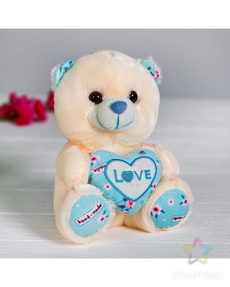 Мягкая игрушка «Мишка с сердцем», цвет голубой арт. СМЛ-72579-1-СМЛ0004471233 1