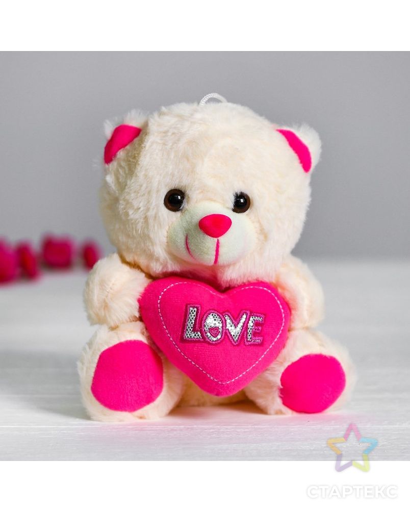 Мягкая игрушка «Мишутка с сердцем», цвет розовый арт. СМЛ-72584-1-СМЛ0004471238 1