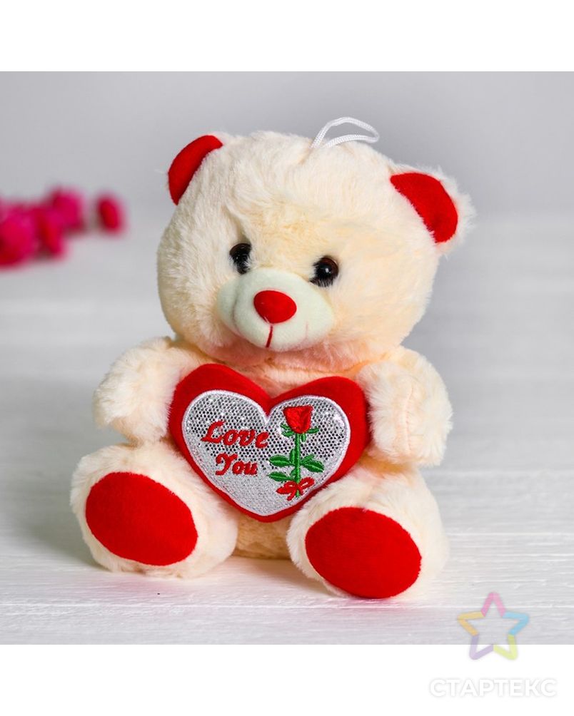 Мягкая игрушка «Мишутка с сердцем», цвет красный арт. СМЛ-118165-1-СМЛ0004471239
