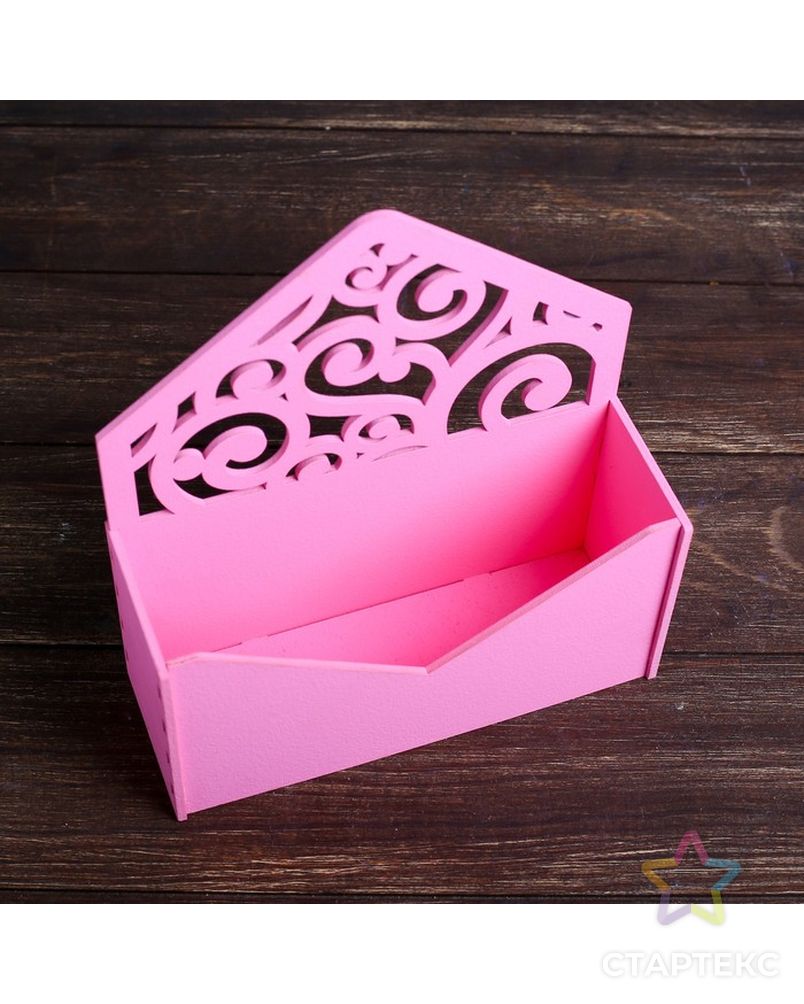 Кашпо деревянное 18×6×20 см Конверт Радель "Дуновение", розовый светлый Дарим Красиво арт. СМЛ-134428-1-СМЛ0004474043 2