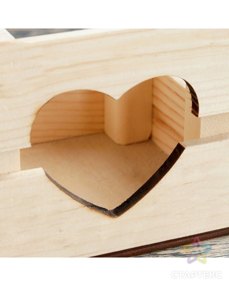 Кашпо деревянное "Однушка Лайт", двухреечное, сердце, натуральный Дарим Красиво арт. СМЛ-113396-1-СМЛ0004474092 3
