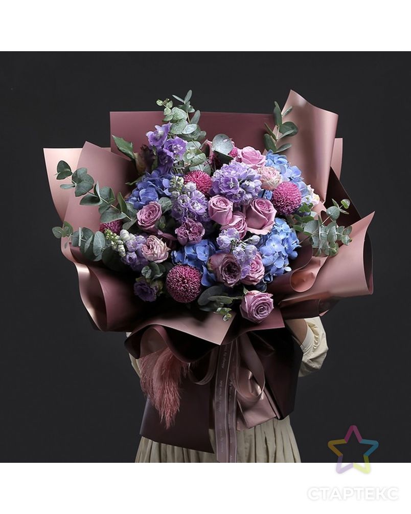 Пленка матовая для цветов, двухсторонняя, "Зефир", тёмно розовый, 57 см х 5 м арт. СМЛ-125848-14-СМЛ0004475945 5