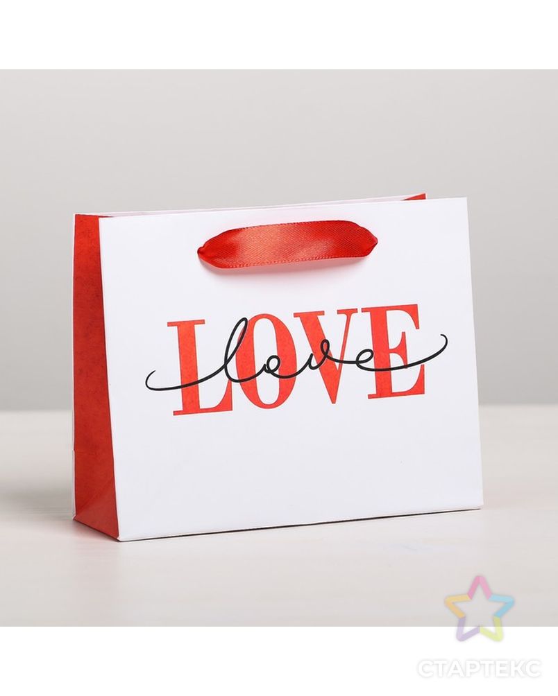 Пакет подарочный ламинированный горизонтальный LOVE, MS 23  x 18 × 8 см арт. СМЛ-99959-2-СМЛ0004479150 1