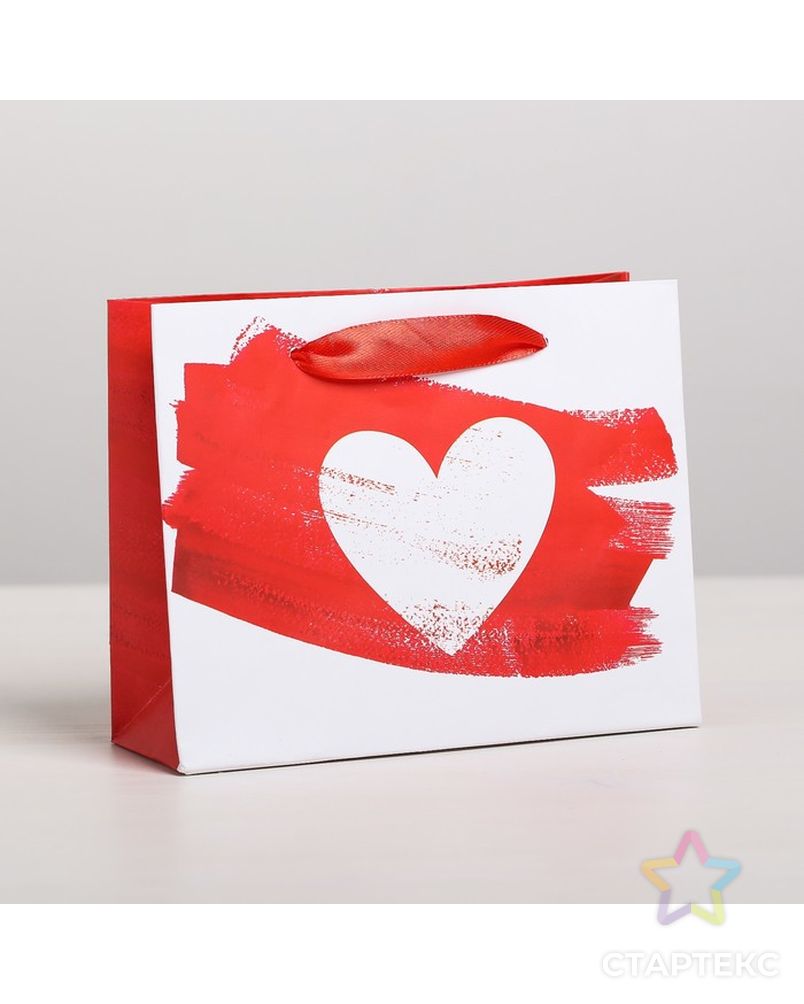 Пакет подарочный ламинированный горизонтальный Love, S 15 x 12 × 5,5 см арт. СМЛ-136382-1-СМЛ0004479151 1