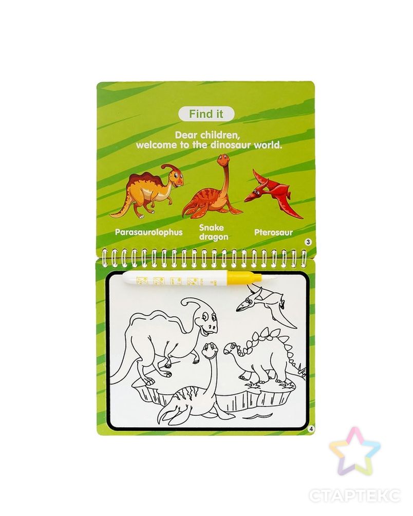 Книжка для рисования водой «Рисуем динозавров», с маркером арт. СМЛ-147799-1-СМЛ0004498254 2