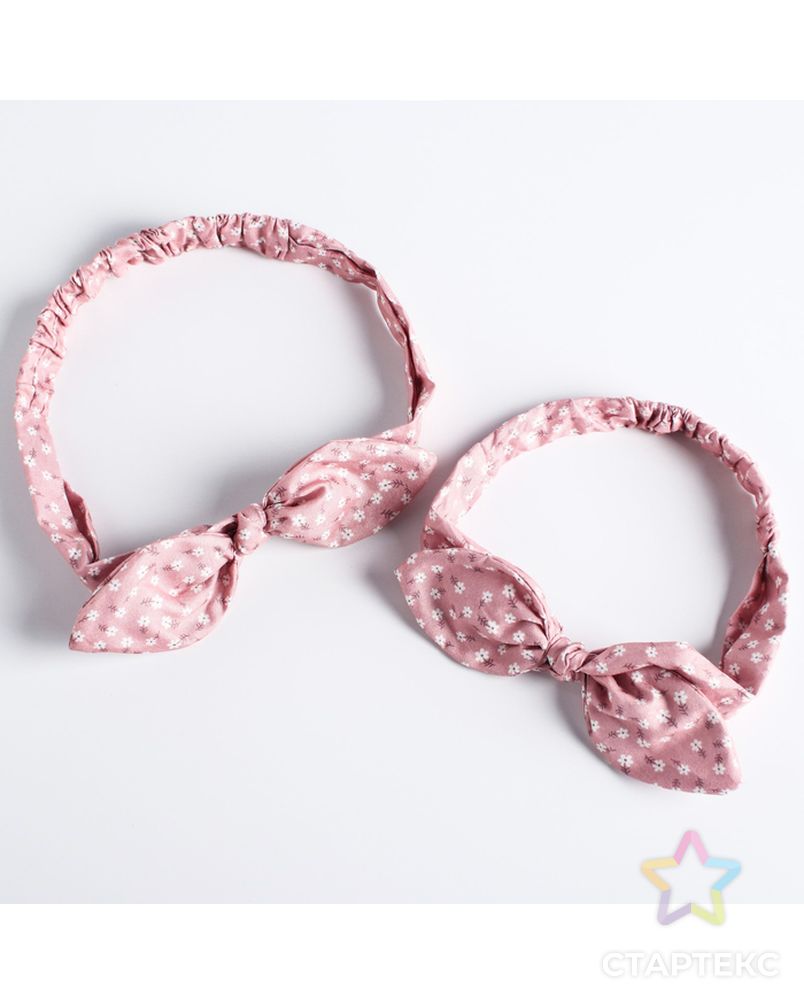 Набор повязок для мамы и дочки, розовые с цветочками арт. СМЛ-121475-1-СМЛ0004500056 2