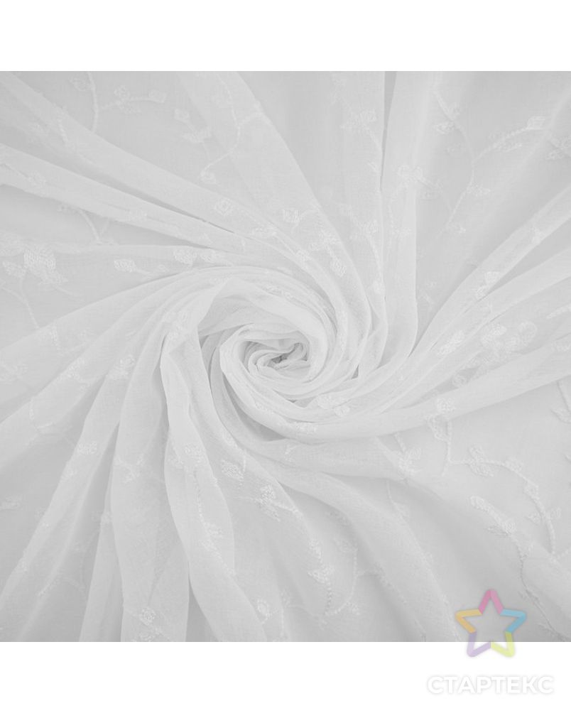 Штора Тюль с вышивкой Цветок 150х275 см, белый, пэ 100% арт. СМЛ-36280-1-СМЛ0004500652 3