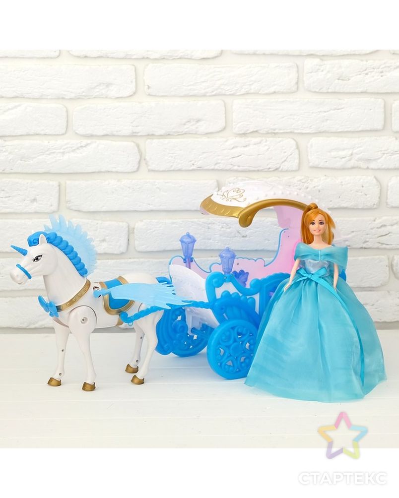 Карета для кукол «Зимнее волшебство» с куклой, лошадка ходит, световые и звуковые эффекты арт. СМЛ-74814-1-СМЛ0004503564