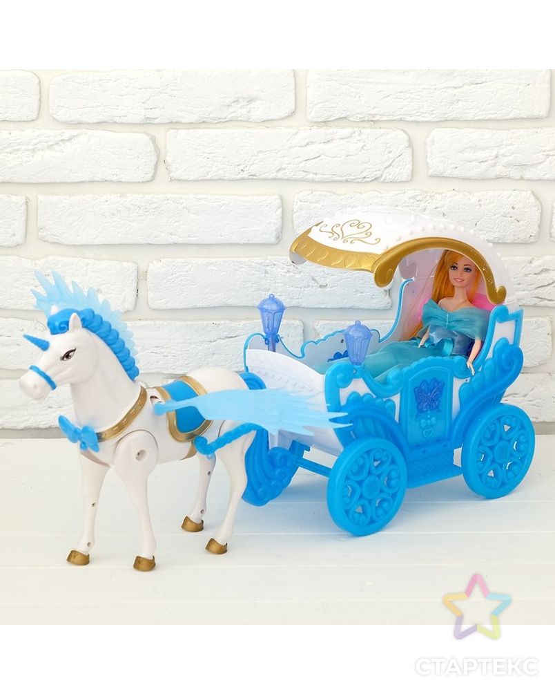 Карета для кукол «Зимнее волшебство» с куклой, лошадка ходит, световые и звуковые эффекты арт. СМЛ-74814-1-СМЛ0004503564