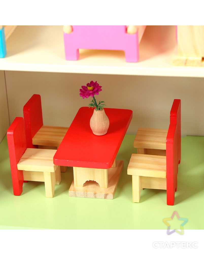 Дом деревянный для кукол, 41×8×50 см, с мебелью арт. СМЛ-133738-1-СМЛ0004513344