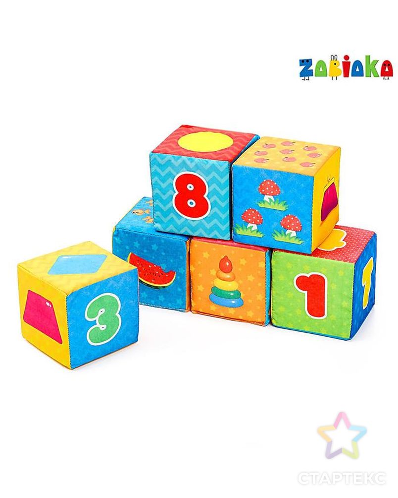 Игрушка мягконабивная, кубики «Обучающие» 8×8 см, 6 шт. арт. СМЛ-77588-1-СМЛ0004515101 1