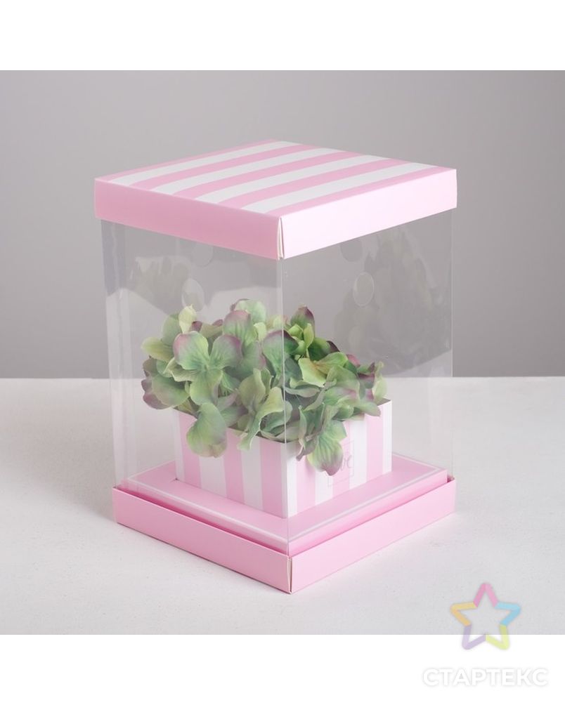 Коробка для цветов с вазой и PVC окнами складная With love, 16 х 23 х 16 см арт. СМЛ-74880-1-СМЛ0004515426 1